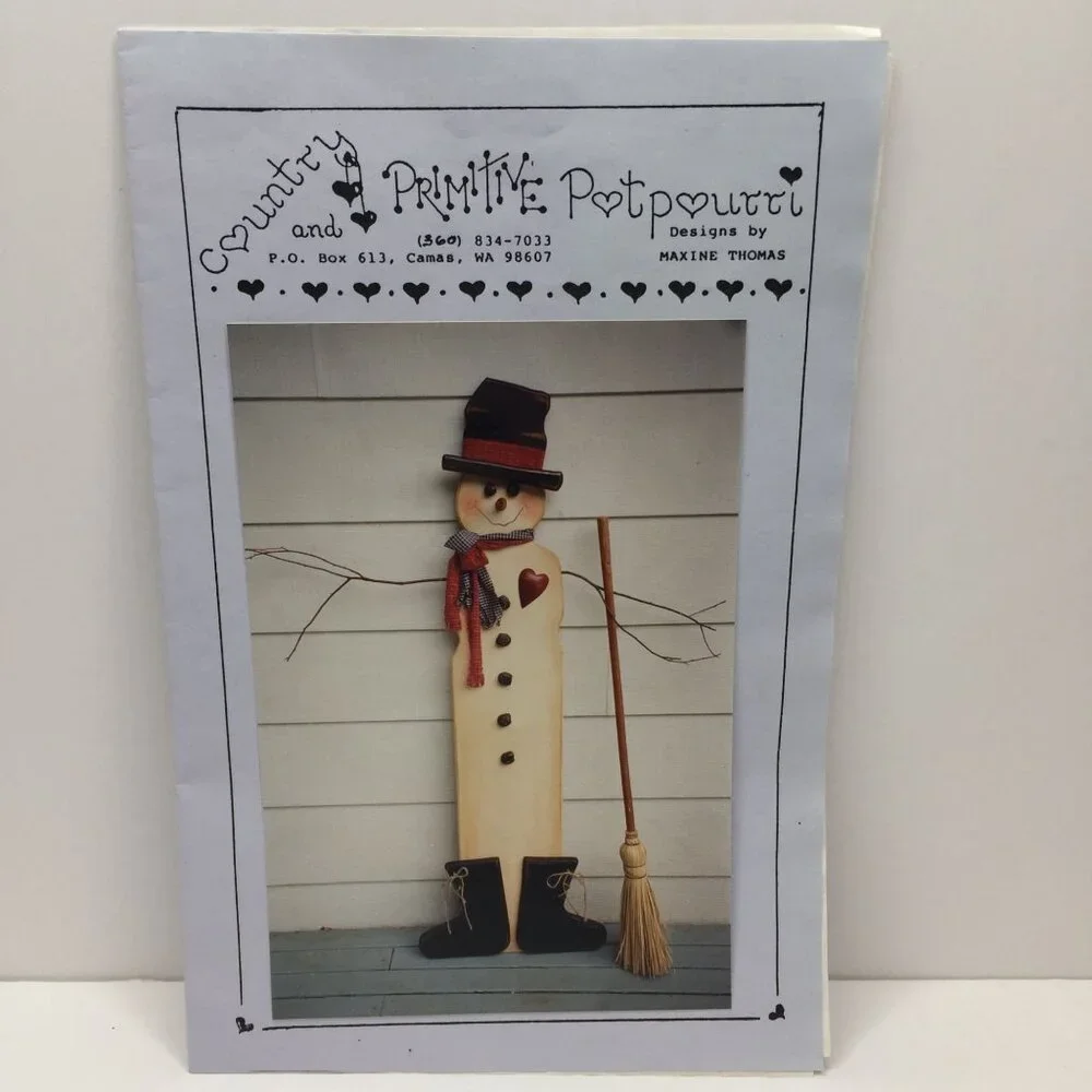Vintage Country And Primitive Potpourri Mr. Freeze Snowman Wood Project Craft